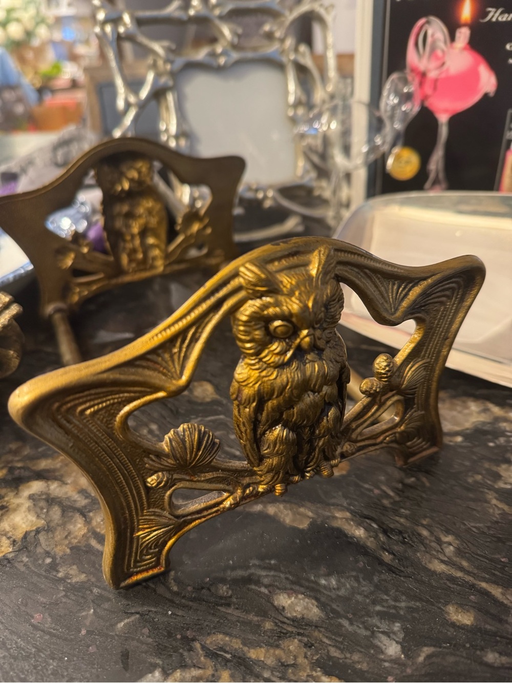 Antique-Gold Finish HL Judd Company Owl Book Ends